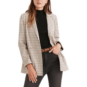 Madewell Dorset Blazer Albermarle Plaid Women's Jacket Size Large Tan Cream